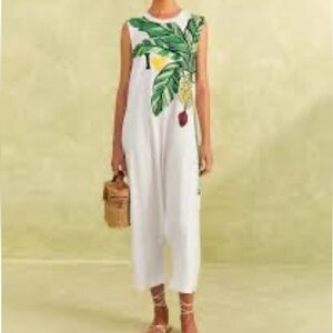 NWT retail $168 size S FARM RIO “I Heart Bananas” organic cotton Jumpsuit.